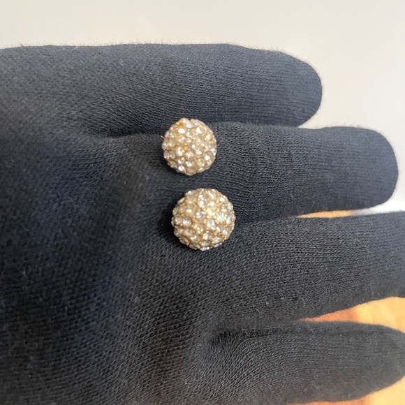 Vintage Open Cuff Pave Crystal Double Dome Disco Ball Crystal Ball Cluster Ring - Picture 7 of 11